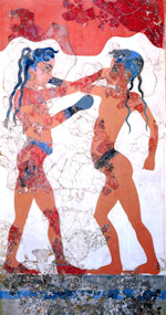 Minoan Boxing Boys Fresco, Akrotiri, Santorini, Greece