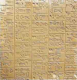 Early Sumerian Cuneiform Script 26th Century BC Detail of Sumerian Inscription on Stone Plaqu