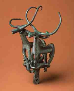 Standard with Two Long-Horned Bulls, Arsenical Copper, Early Bronze Age III, North Central Anatolia, 2400 – 2000 BC